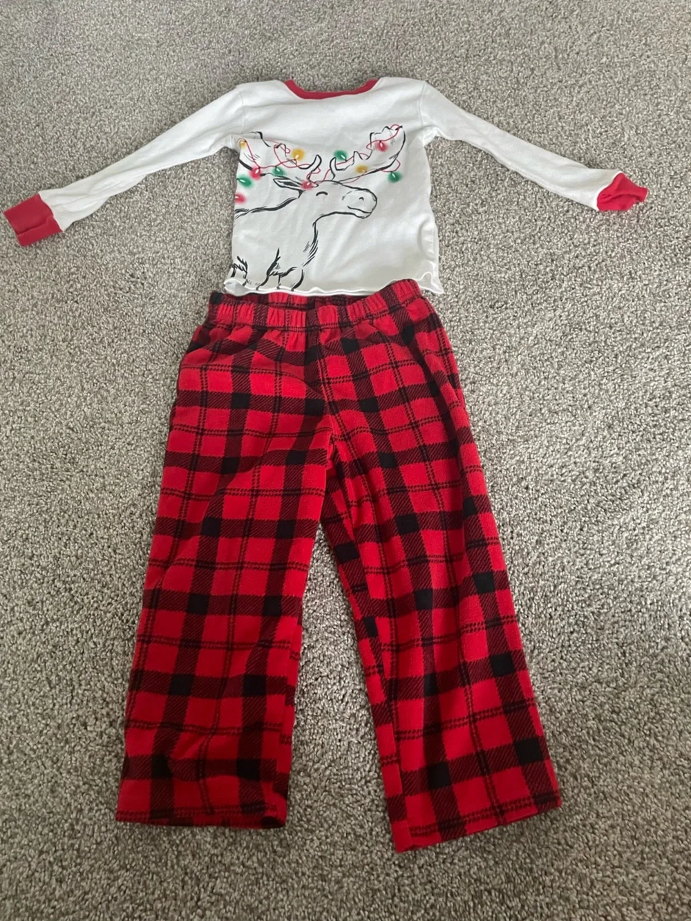 Carter’s Unisex Christmas Lights Moose Fleece Pajamas 3T/3A